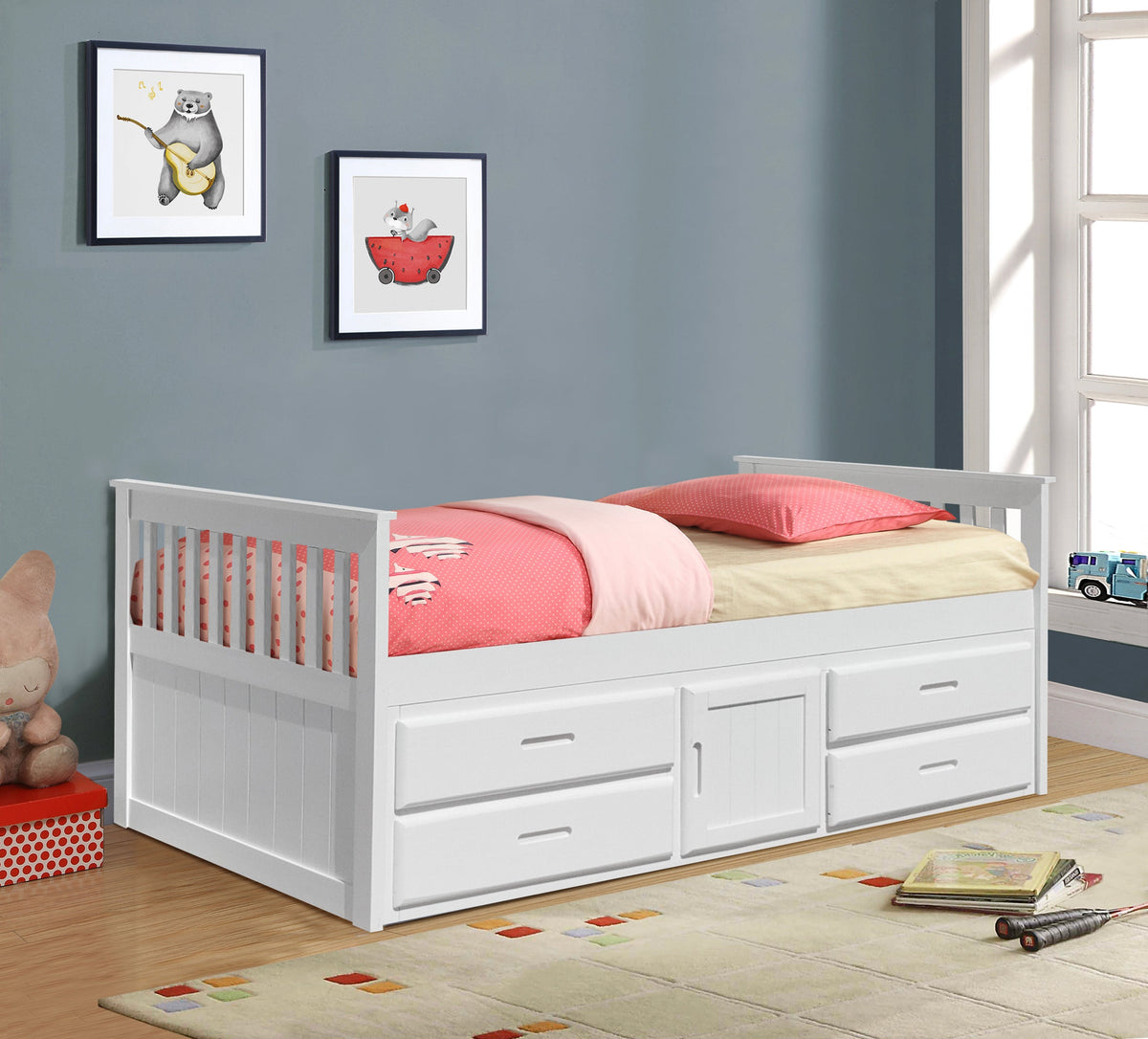 3ft Captains Cabin Bed In Grey White or Caramel with Drawers and Storage