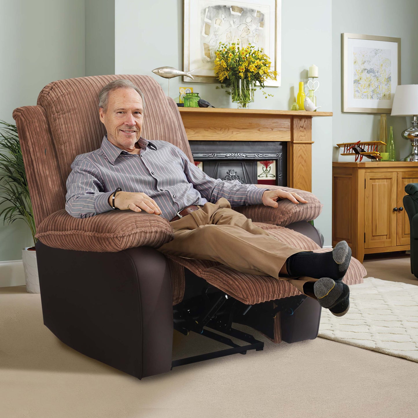 Sienna Recliner Sofa Set: Jumbo Cord Fabric for Ultimate Relaxation