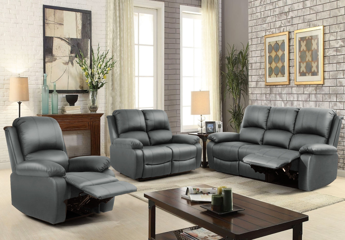 Milan Reclining Luxury Faux Leather Sofa Set - Indulge in the Ultimate Comfort and Style for Your Living Room