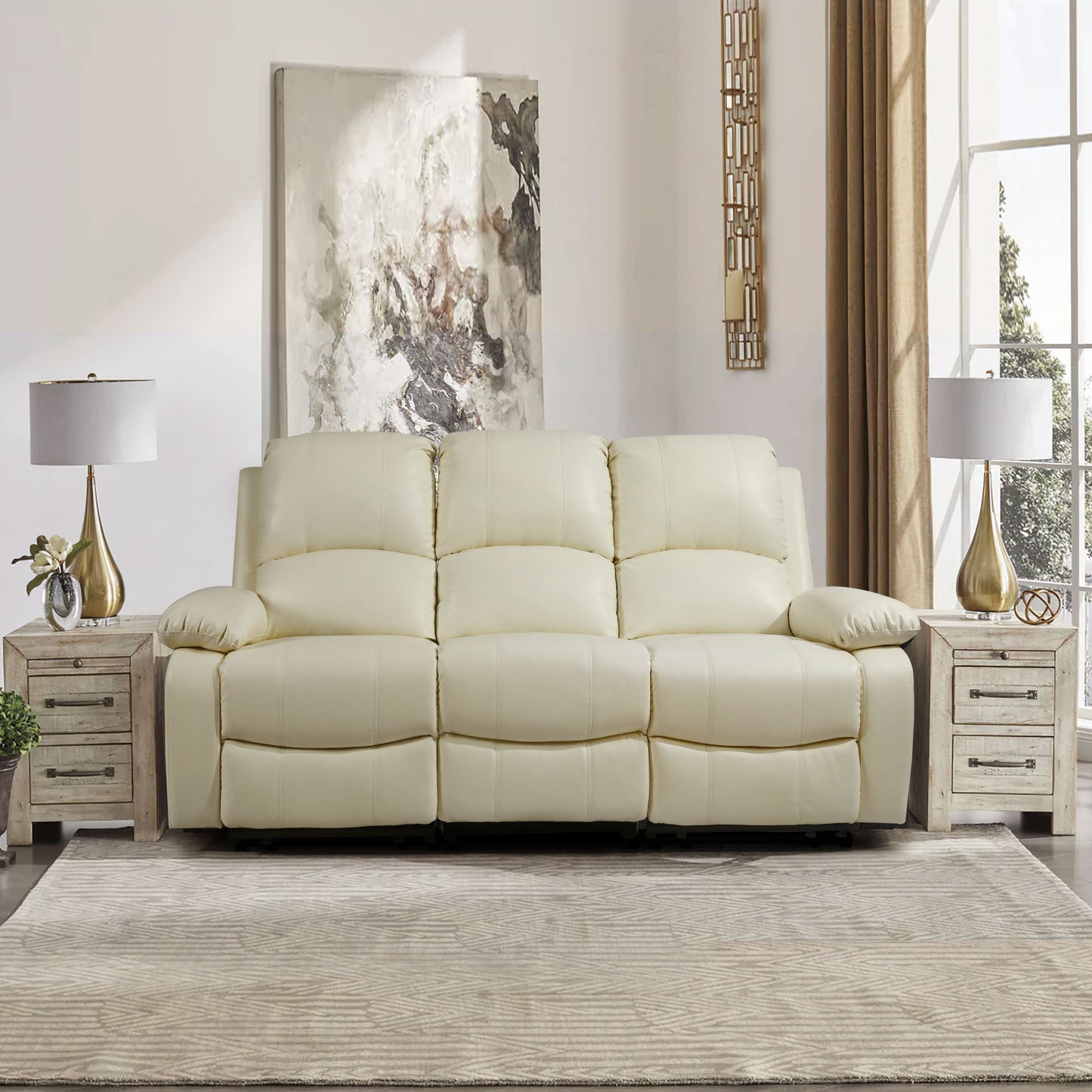 Milan Reclining Luxury Faux Leather Sofa Set - Indulge in the Ultimate Comfort and Style for Your Living Room