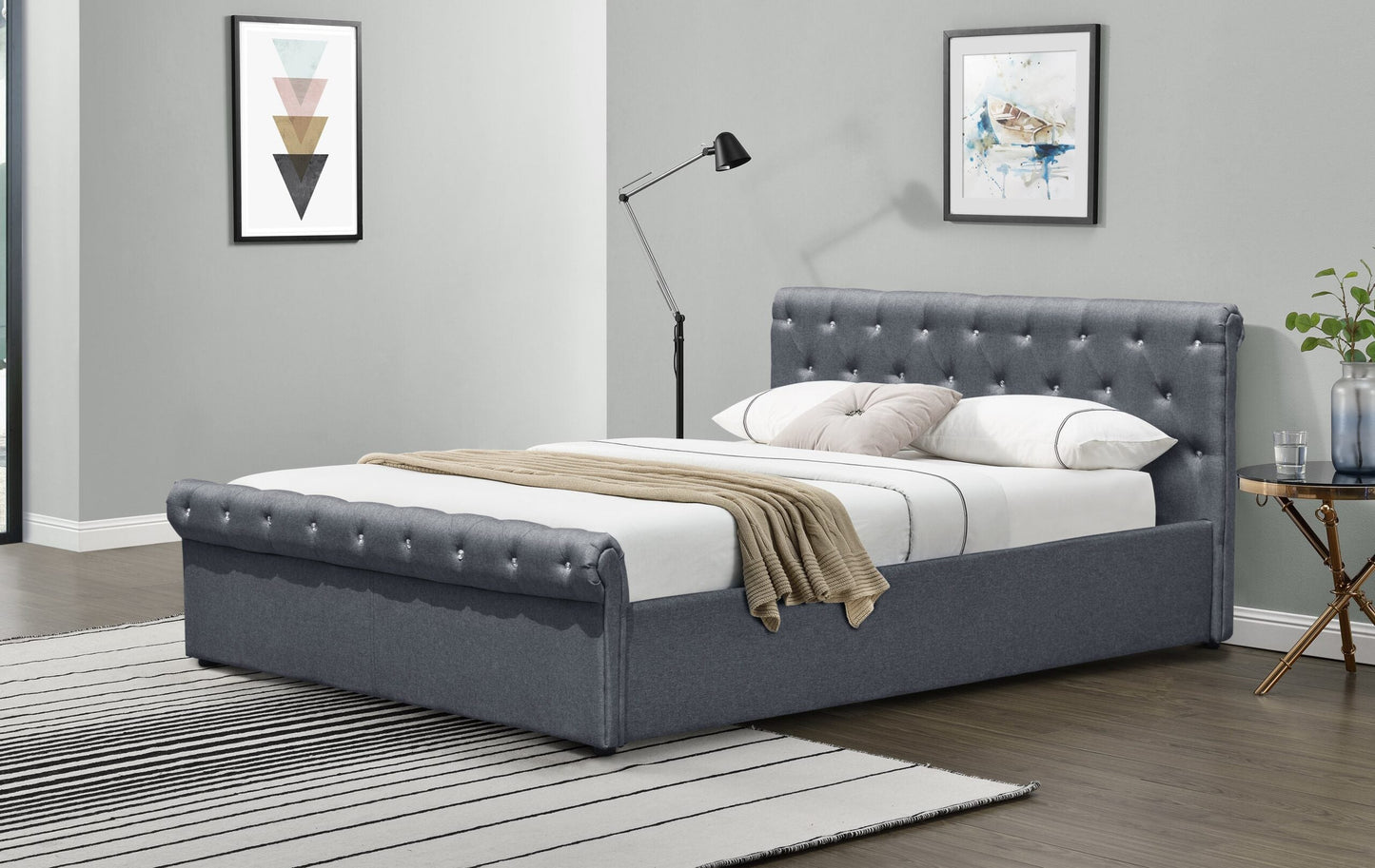 Celia Crushed Velvet Sleigh Bed Frame - Add a Touch of Luxury to Your Bedroom