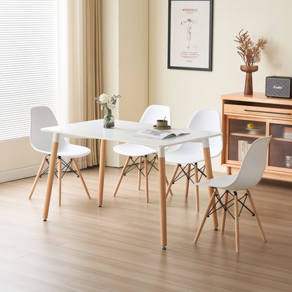 5 Piece Rectangular Dining Set White Or Oak Top 4 Chairs Black Grey Or White