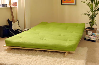 Wooden Futon sofa bed frame with a Standard Mattress
