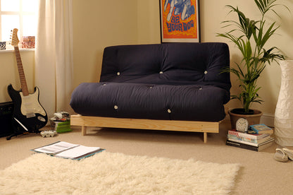 Wooden Futon sofa bed frame with a Standard Mattress