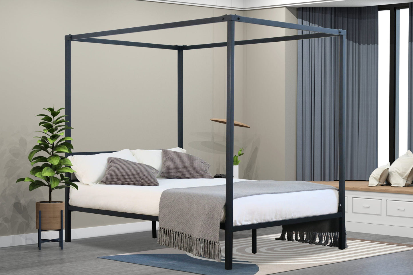 Zanzibar 4 Poster Metal Bedframe