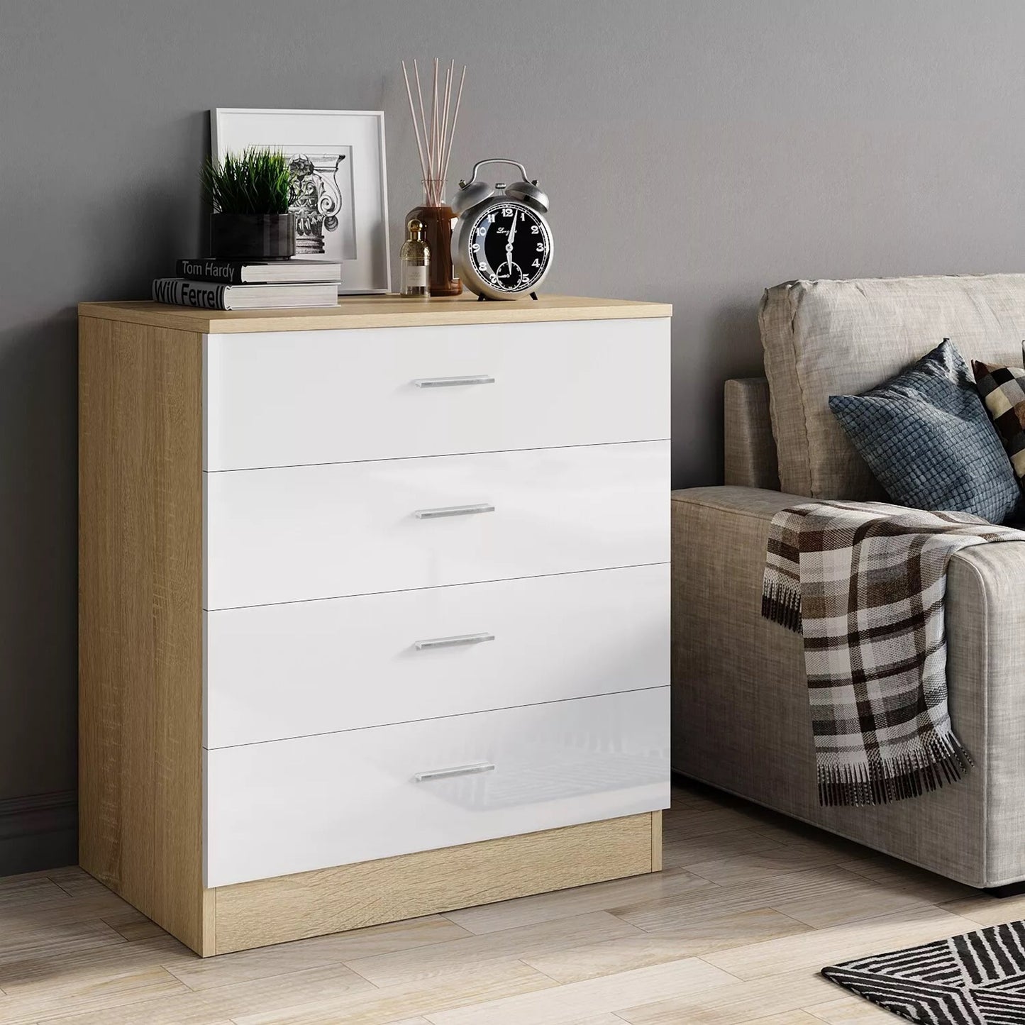High Gloss Bedroom Furniture 3 Piece Trio Set Wardrobe Chest Bedside