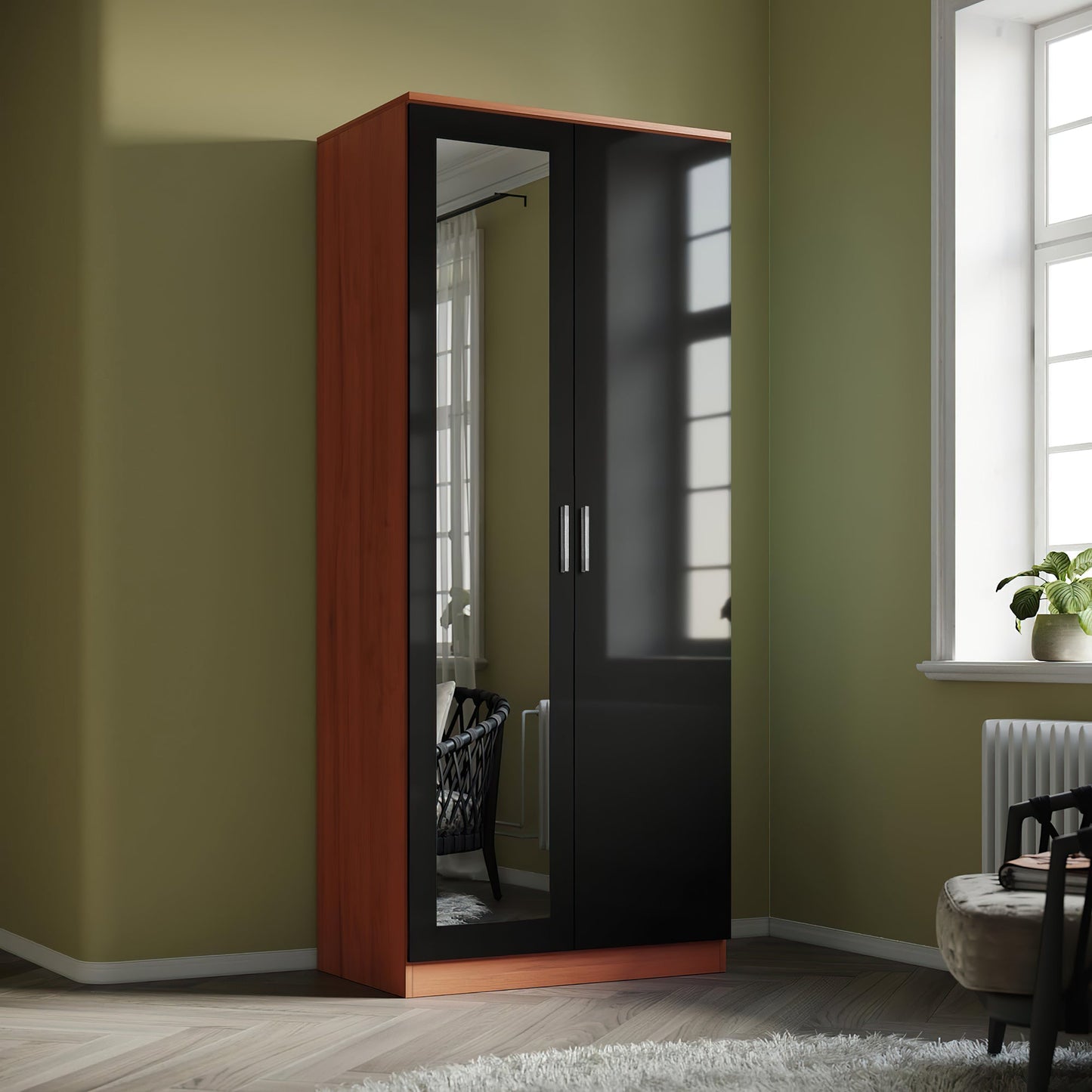 High Gloss Bedroom Furniture 3 Piece Trio Set Wardrobe Chest Bedside